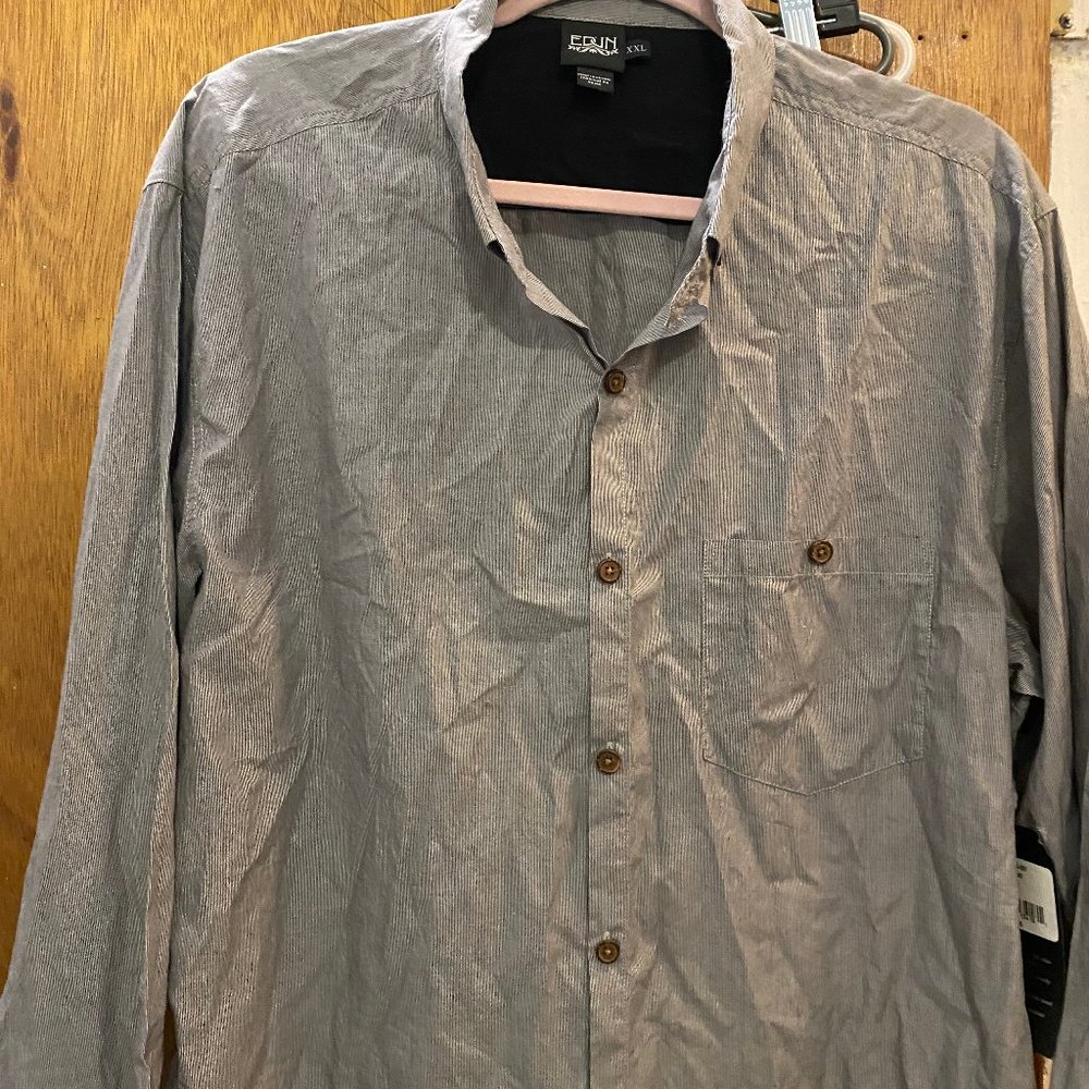 NWT Men's size XXL Edun Gray pin stripped dress shirt